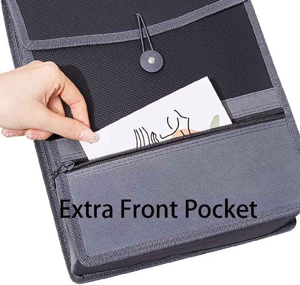 4 Pack Vertical File Folders with Front Zip Pocket,A4/Letter Size Black - TTpen