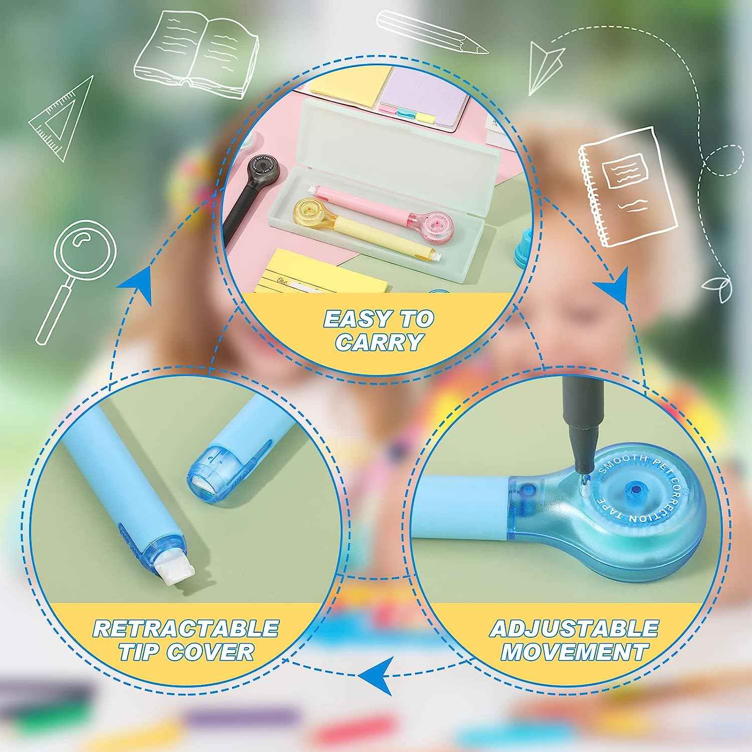 10 Pack Correction Tape Pen Eraser for School Office Supplies - TTpen