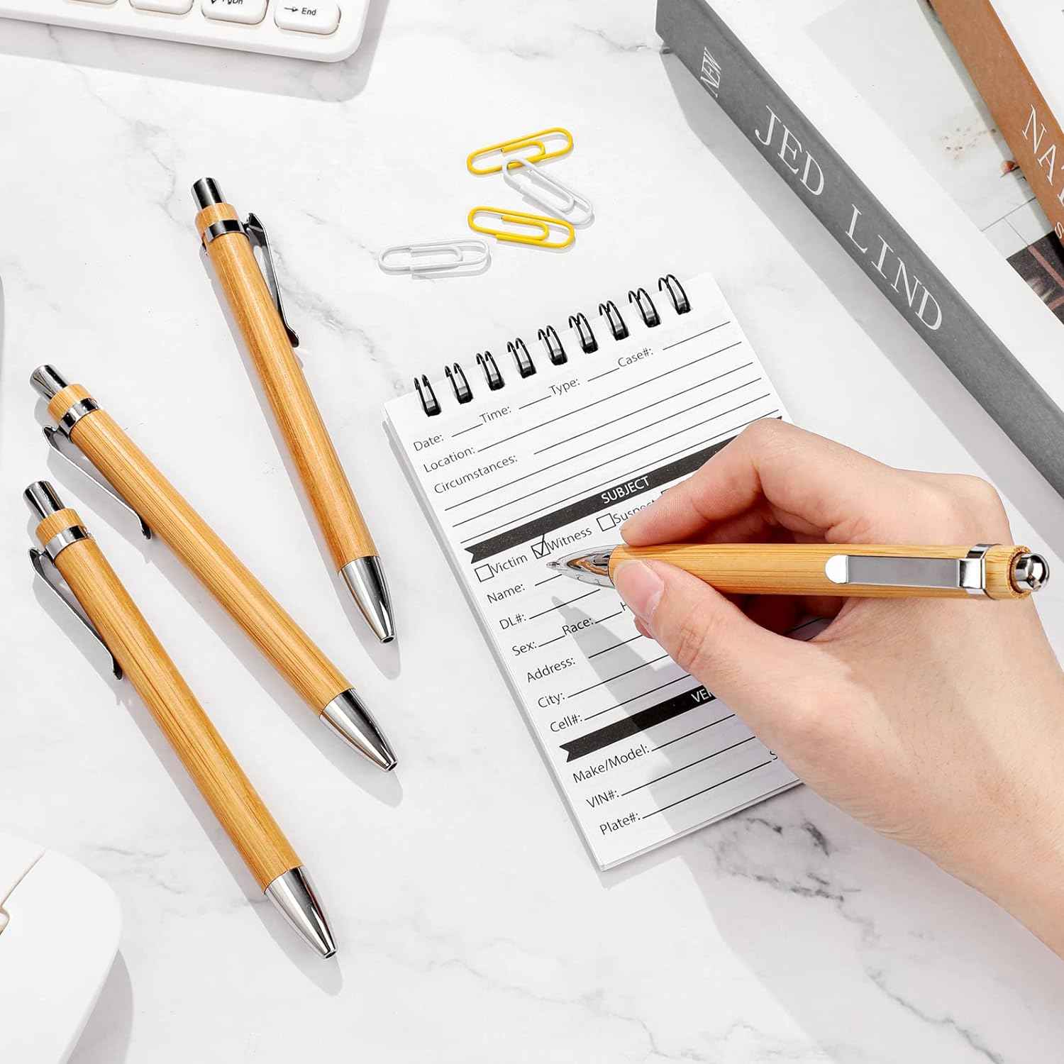 Bamboo Wooden Retractable Ballpoint Pen Black Ink 1 mm Pens 12/24/36 Pack - TTpen
