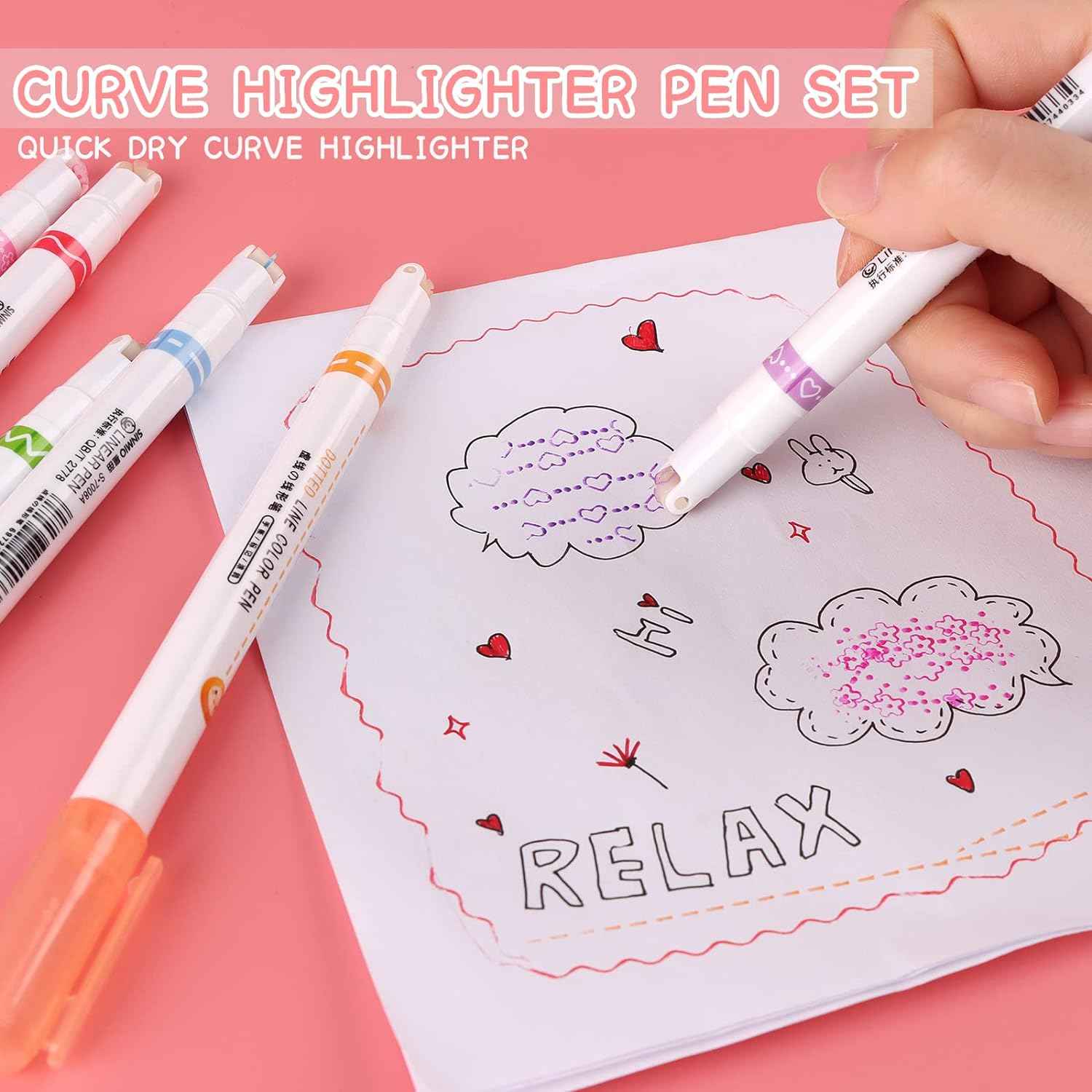 8PCS Curve Highlighter Flair Pens for Writing Journaling - TTpen