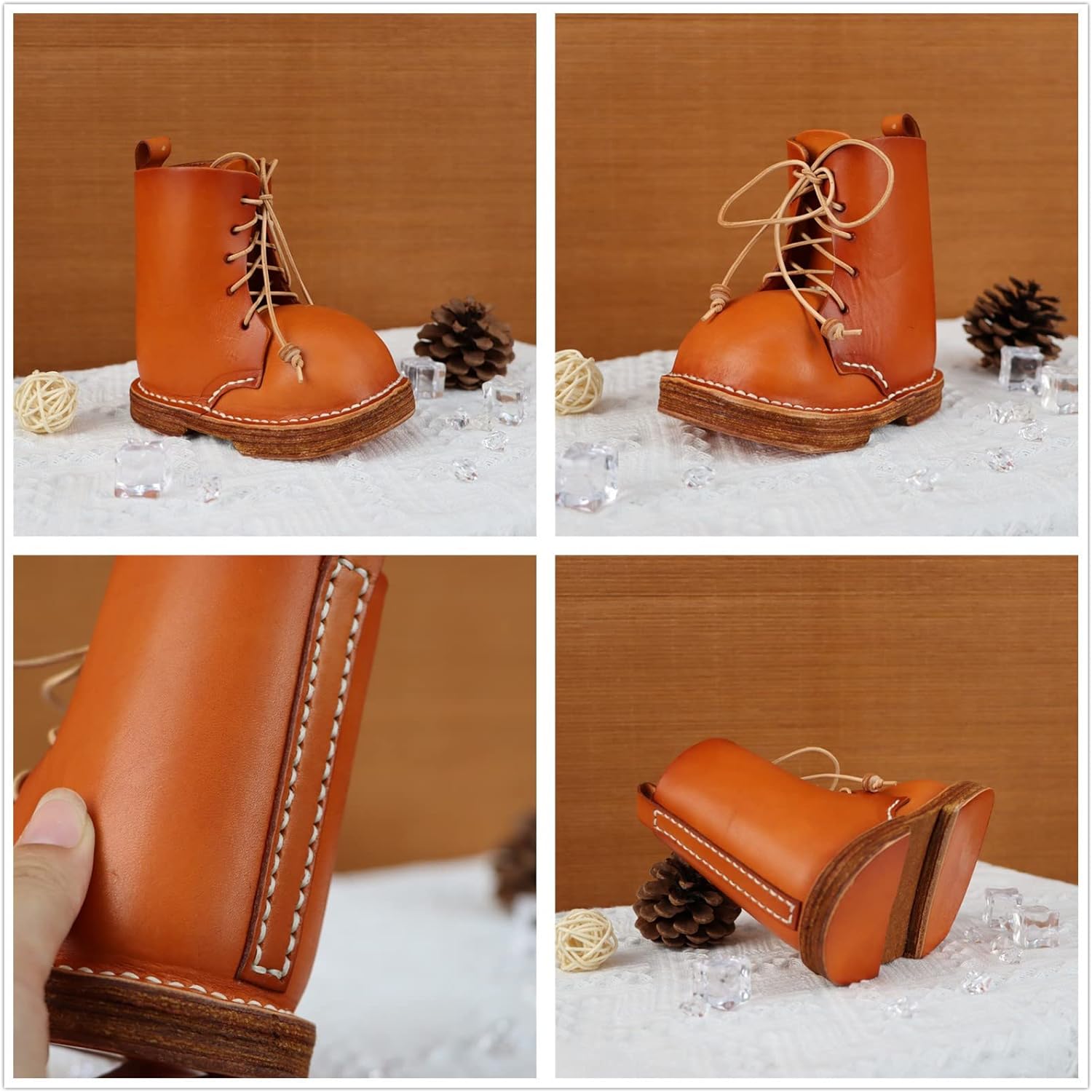 Leather Cowhide Shoes Desktop Decorative Pen Holder Organizer