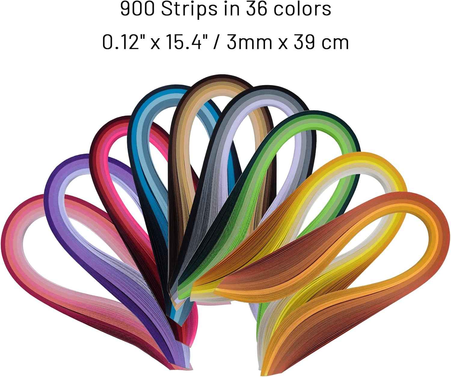 900 Paper Quilling Strips Set,36 Colors width 3mm Length 39cm - TTpen