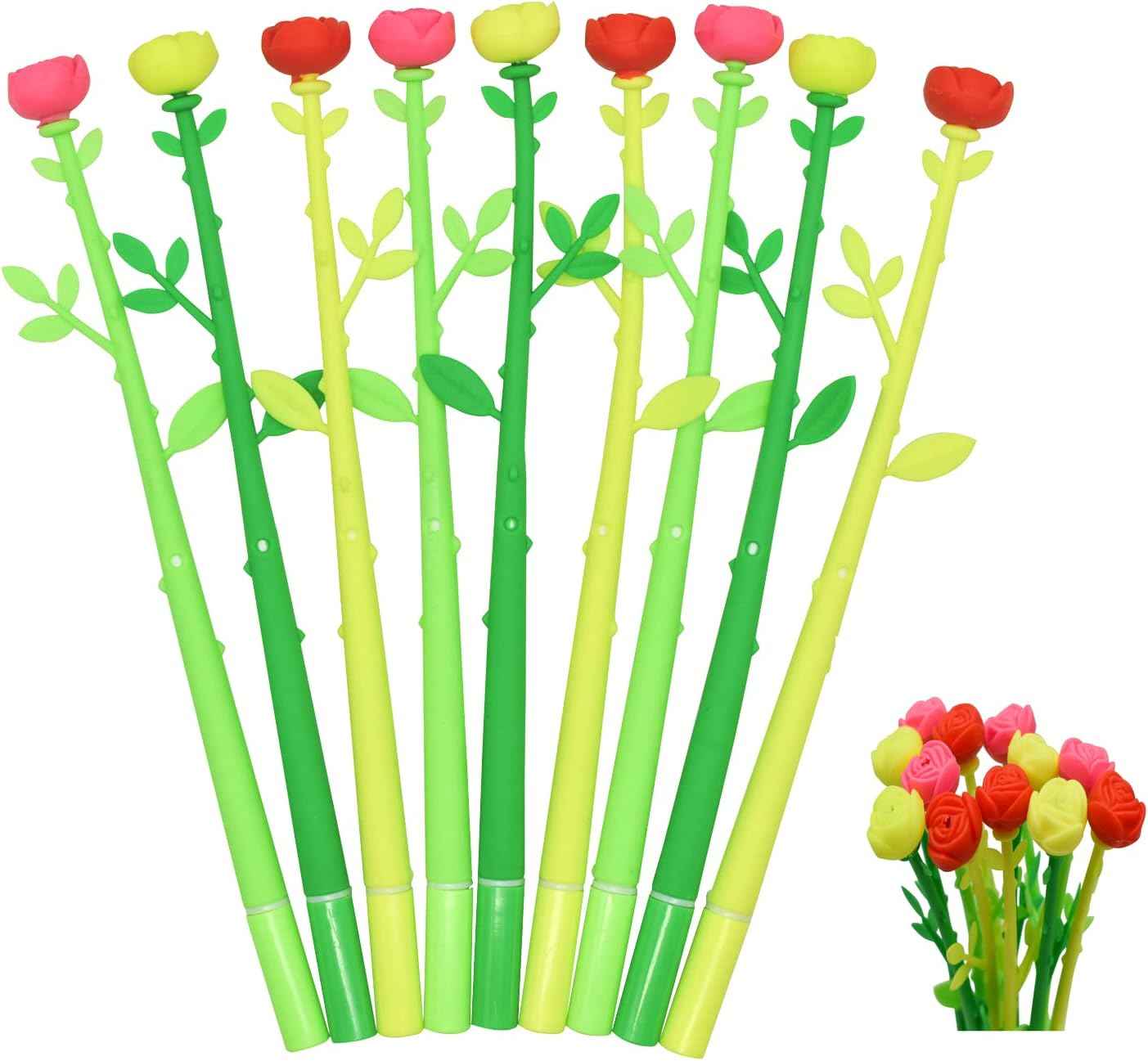 30PCS Fancy Rose Beautiful Floral Gel Pens Black for Kids Girls Women - TTpen
