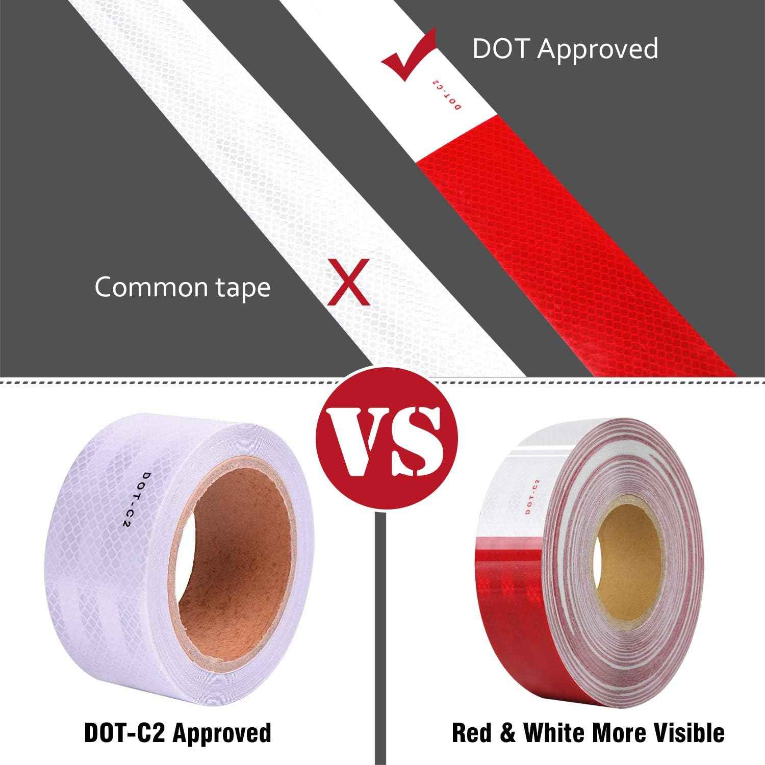 DOT-C2 Reflective Safety Warning Tape 2 Inch x 32 Feet Red/White - TTpen