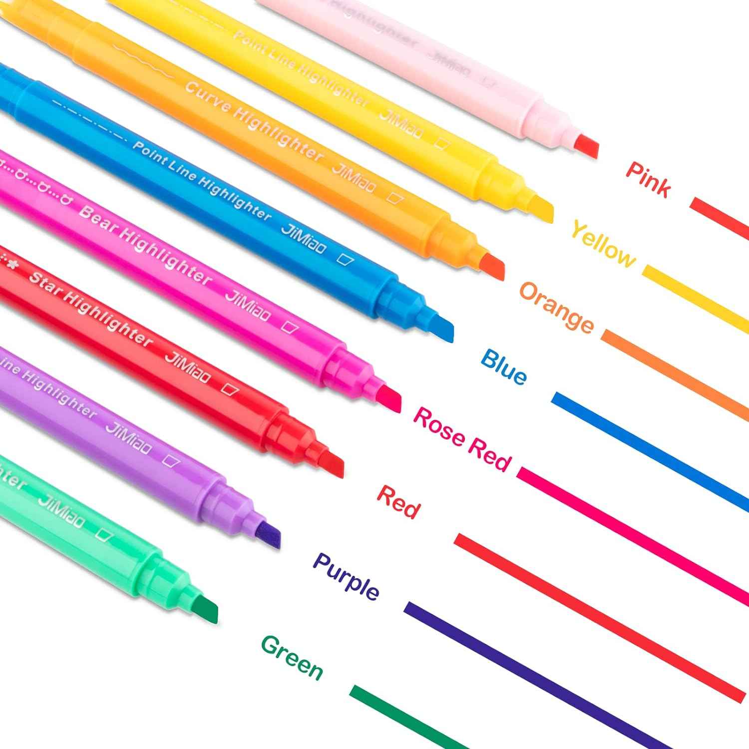 8PCS Curve Highlighter Line Shaped Pens for Writing Journaling - TTpen