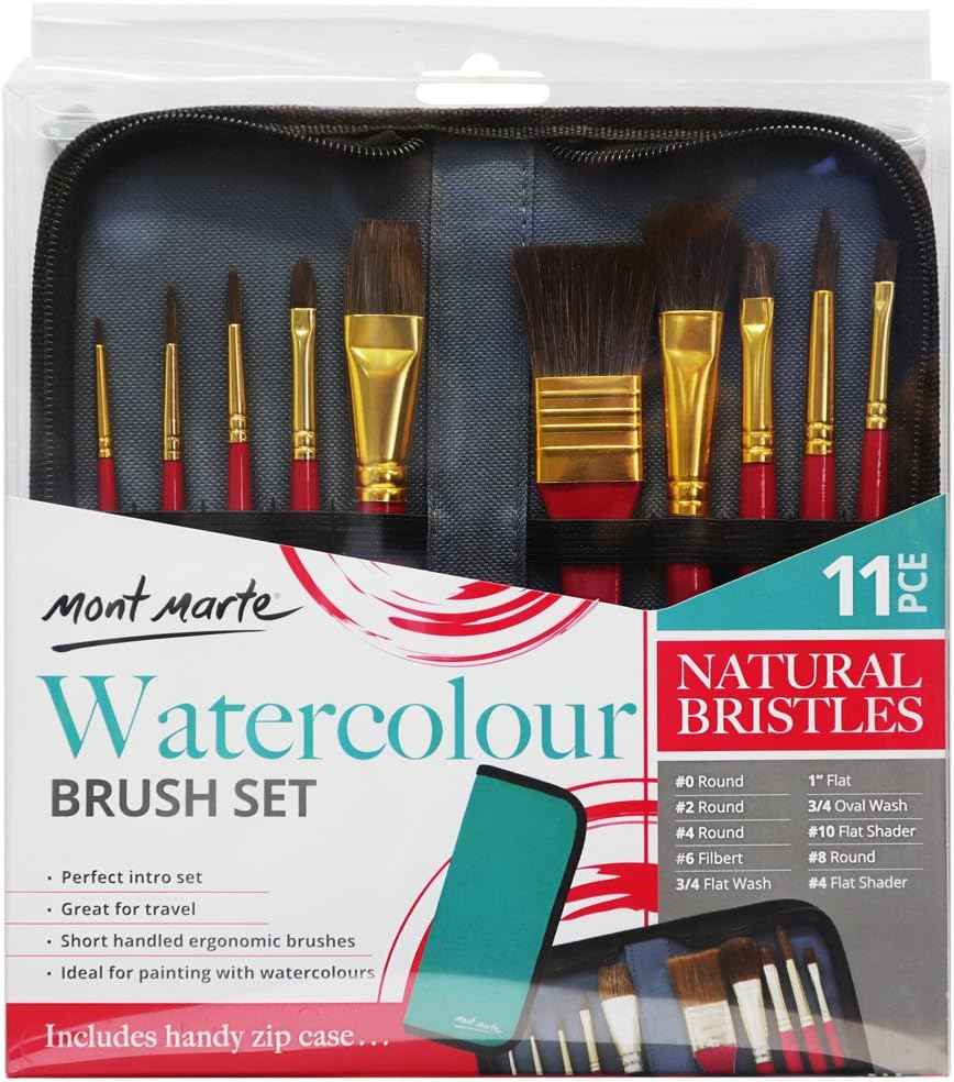 Mont Marte Art Paint Brushes Set with Case,10 Different Size - TTpen