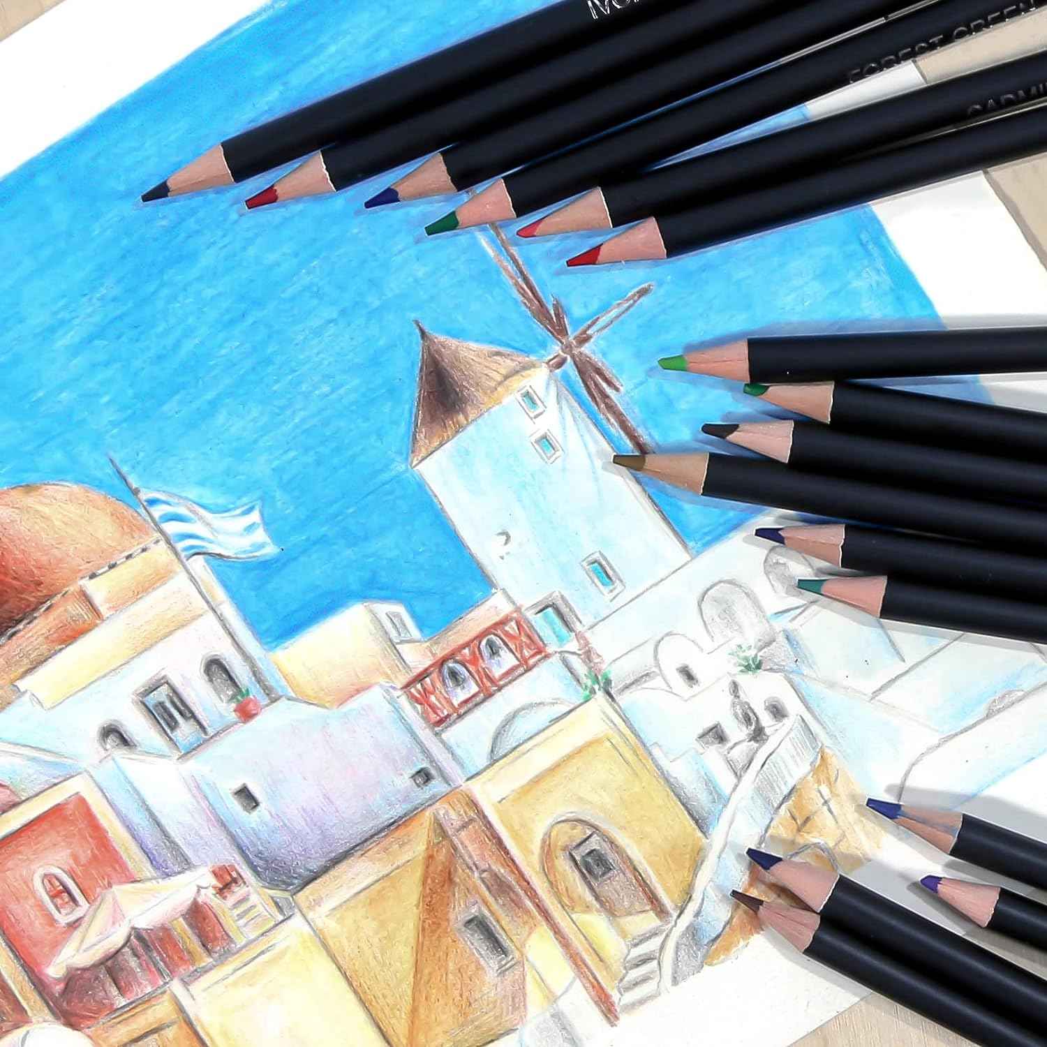 H&B 72 Colored Pencils Kit Oil Based with Zipper Storage Case - TTpen