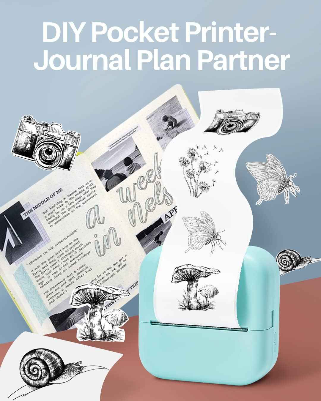 Phomemo M02X Mini Sticker Printer for Study,DIY Scrapbook,Photo - TTpen