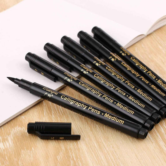 Guangna Calligraphy Pens Set Black Art Markers 6 Pack - TTpen