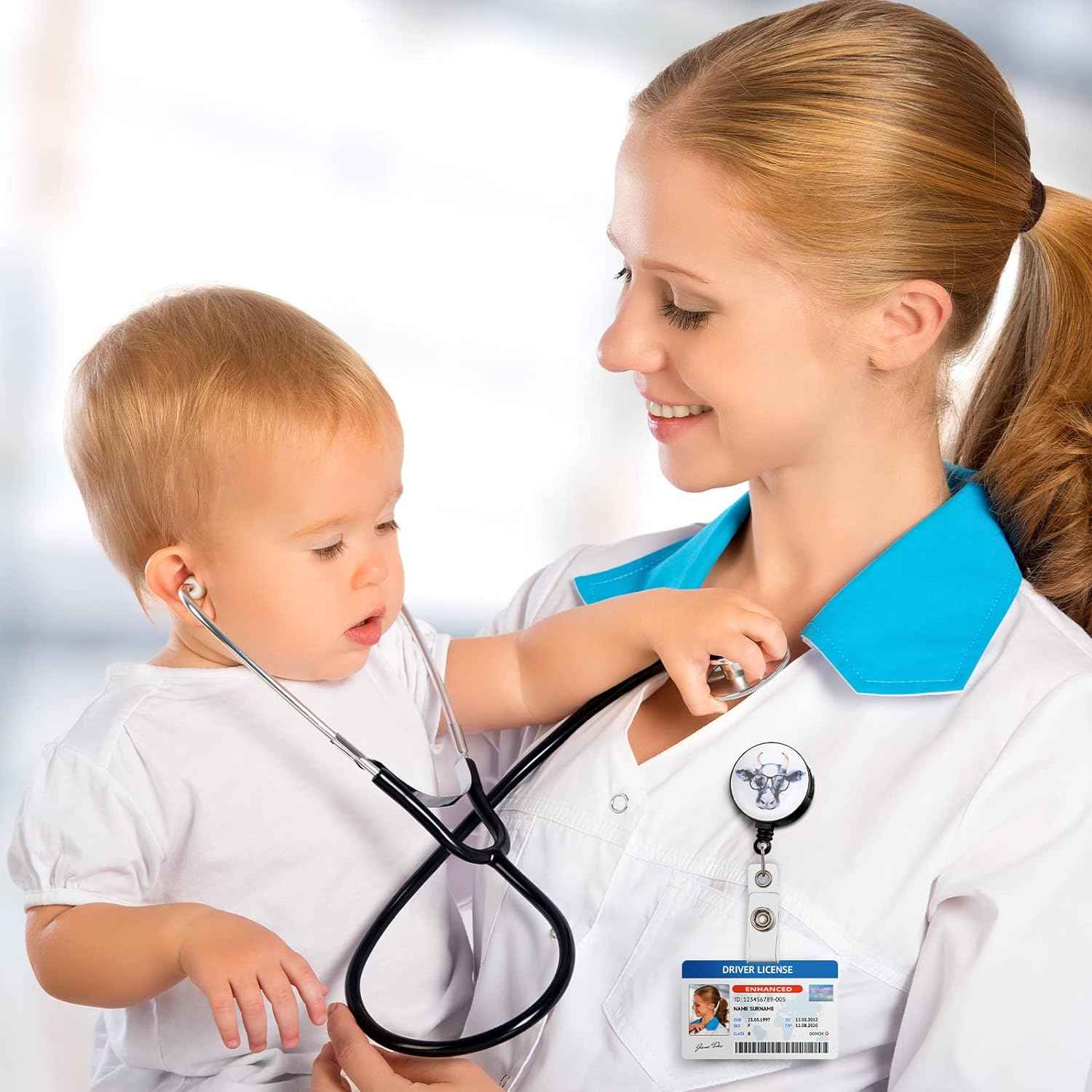 3Pcs Cow Retractable Badge Reel Holder for Nurse Doctor Teacher Student - TTpen