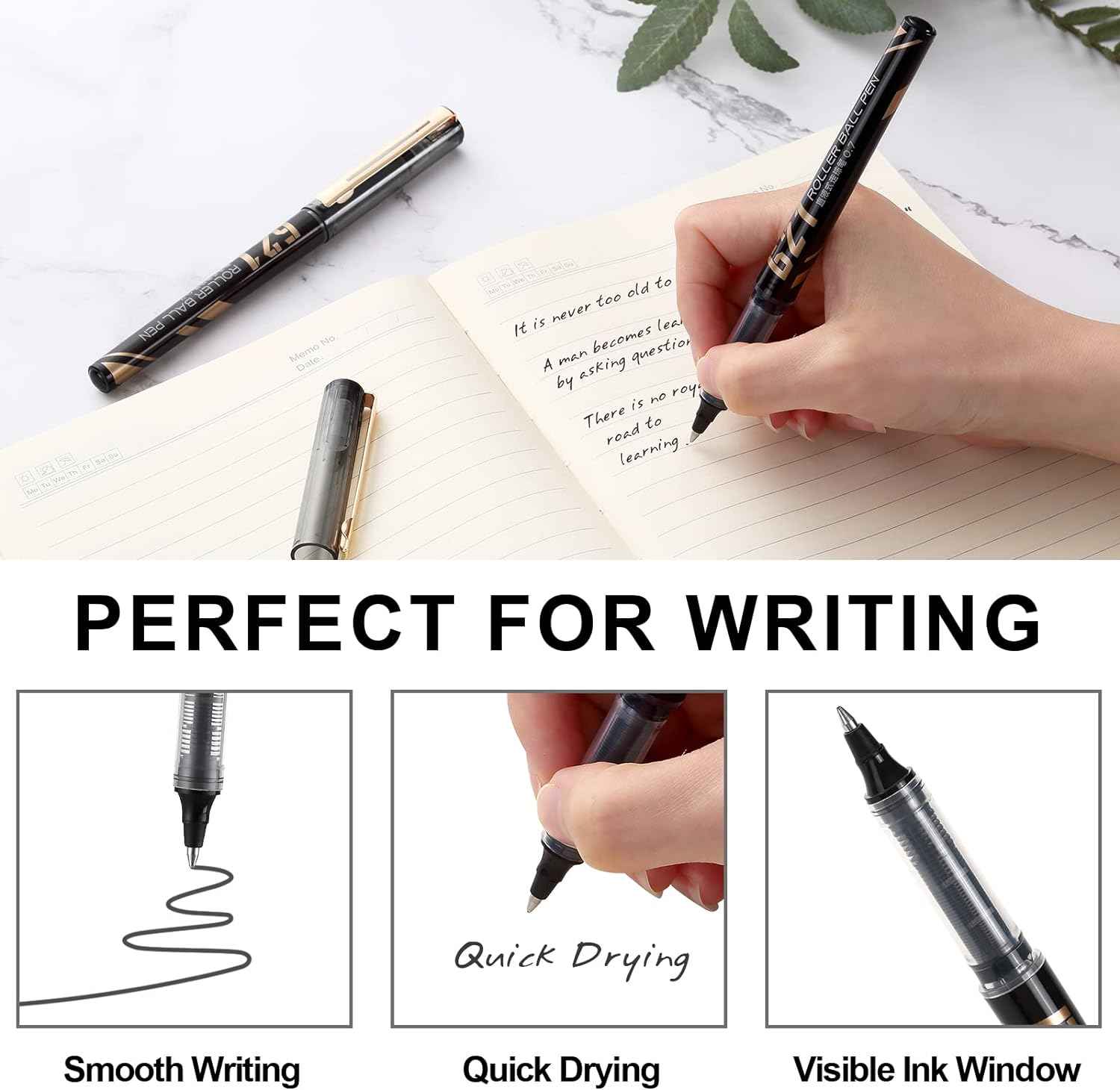 Comix 621 Rollerball Pens,Black Liquid Ink, 0.7mm Medium Point - TTpen