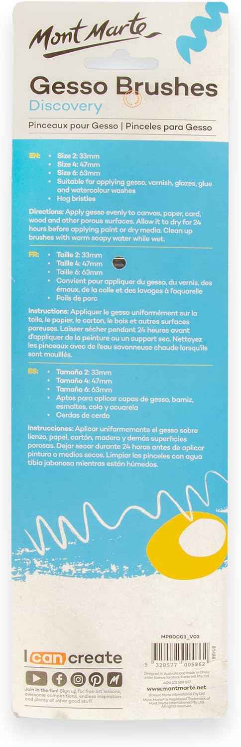 Mont Marte Gesso Brushes Sizes 2.4.6 - TTpen