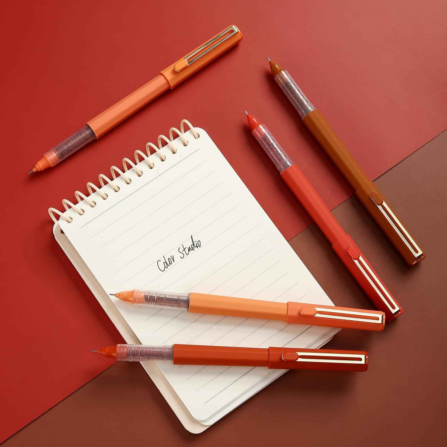 5Pcs Liquid Rollerball Pens Ultra Fine Point Black Ink,Caramel Color - TTpen