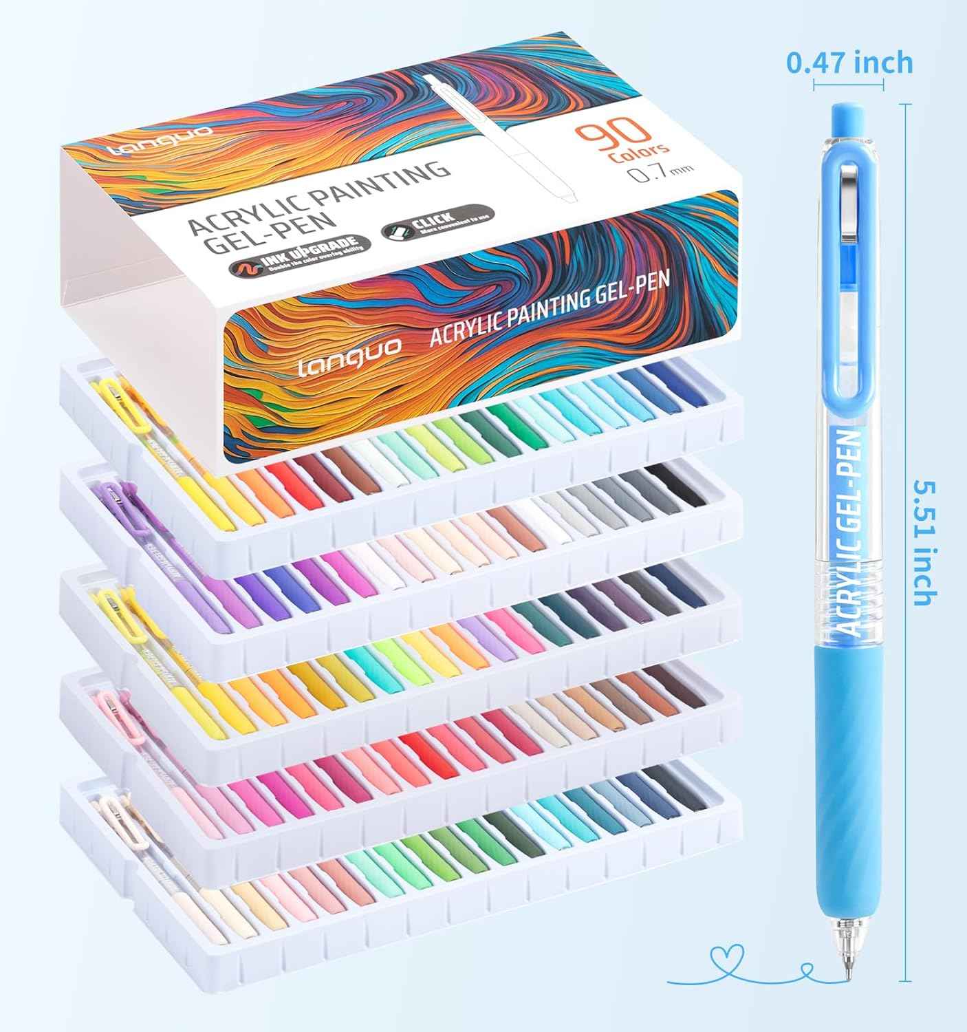 Languo 72 Colors Retractable Gel Pens 0.7mm for Coloring Drawing