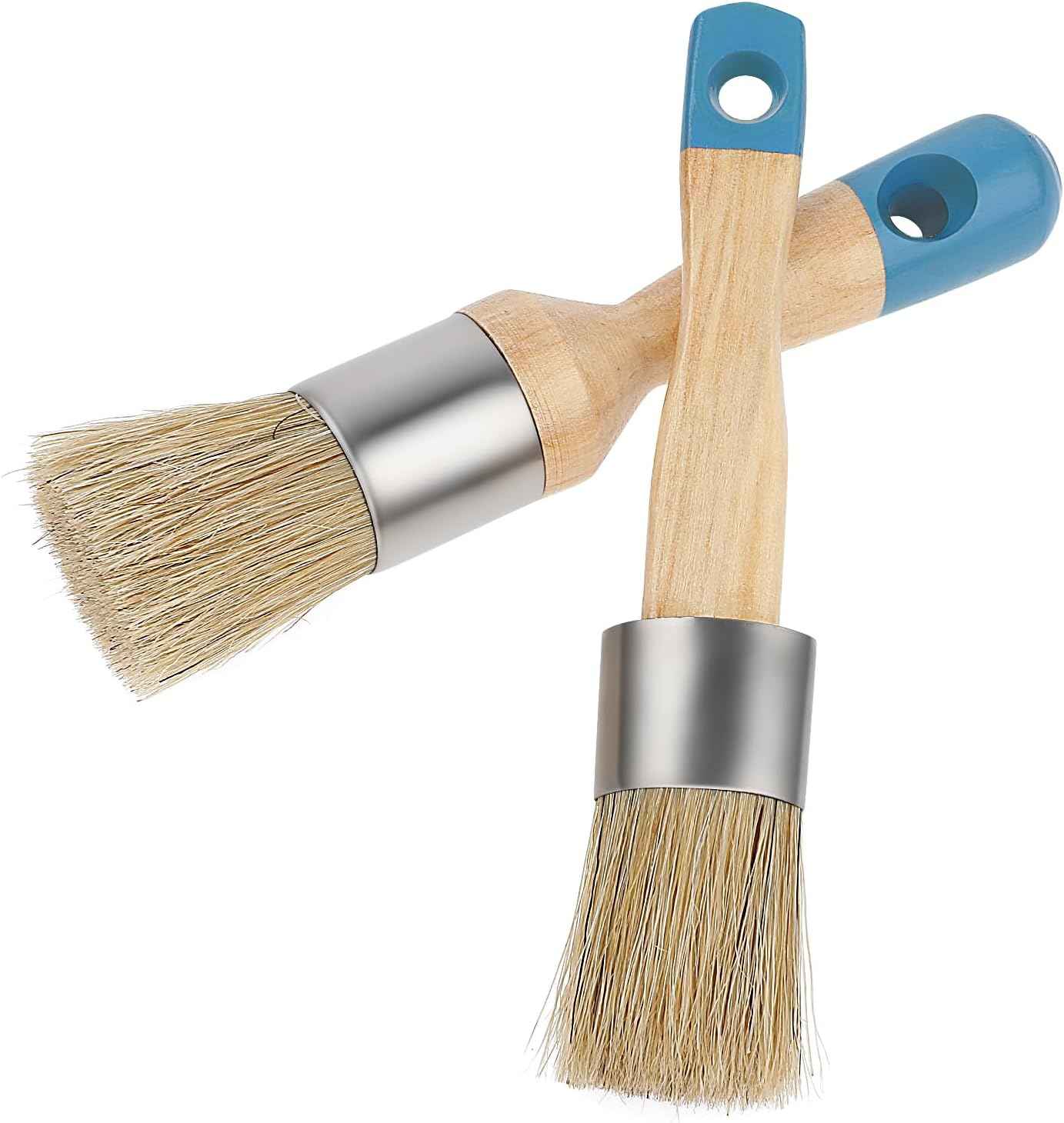 2 Pack Chalk and Wax Paint Brush Tool Flat and Round - TTpen