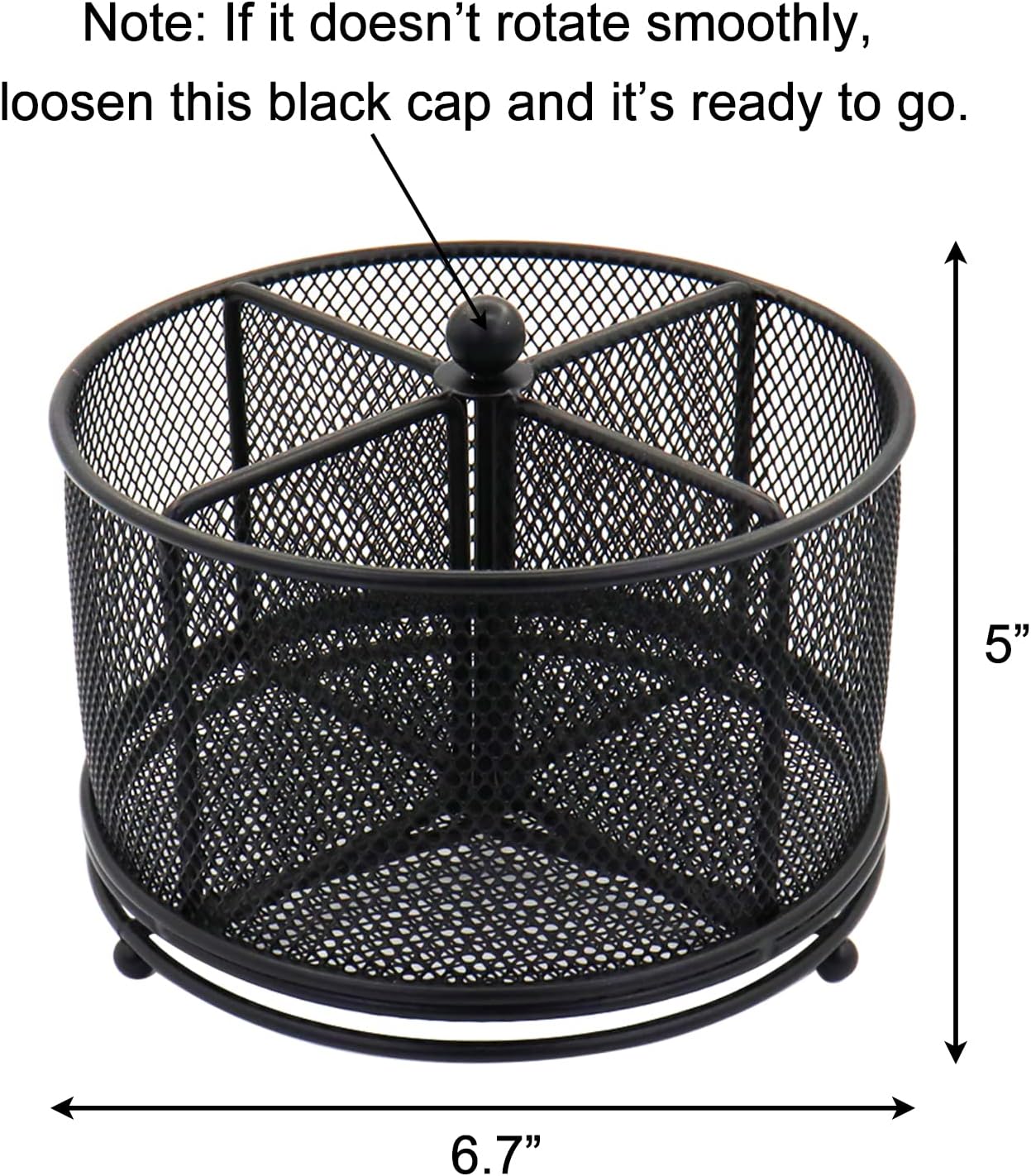 Mesh Rotating Desk Organizer Pen Pencil Holder 4 Compartments