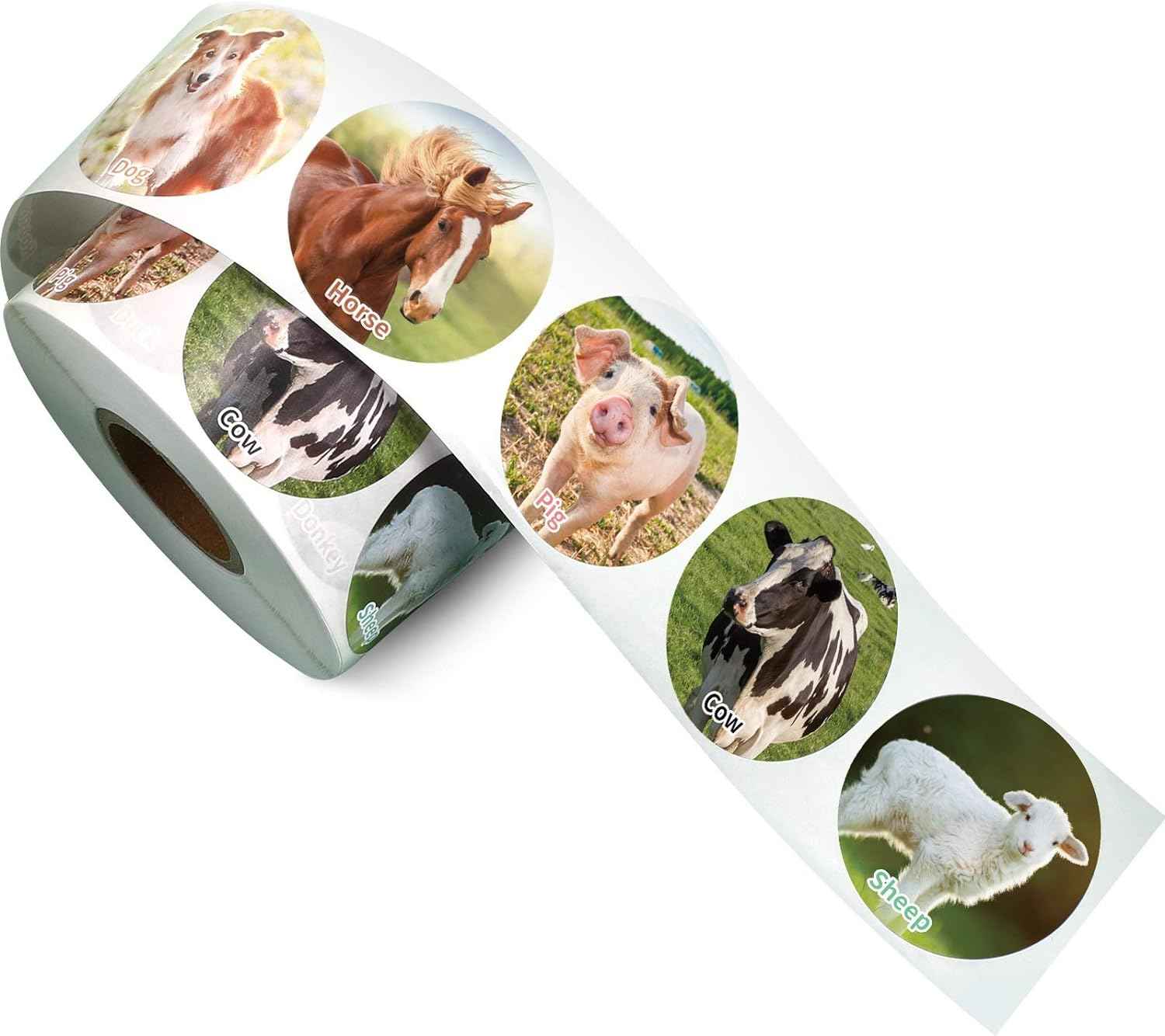 600Pcs Farm Animal Roll Stickers for Kids Classroom Rewards Party Favor,1.5 Inch - TTpen