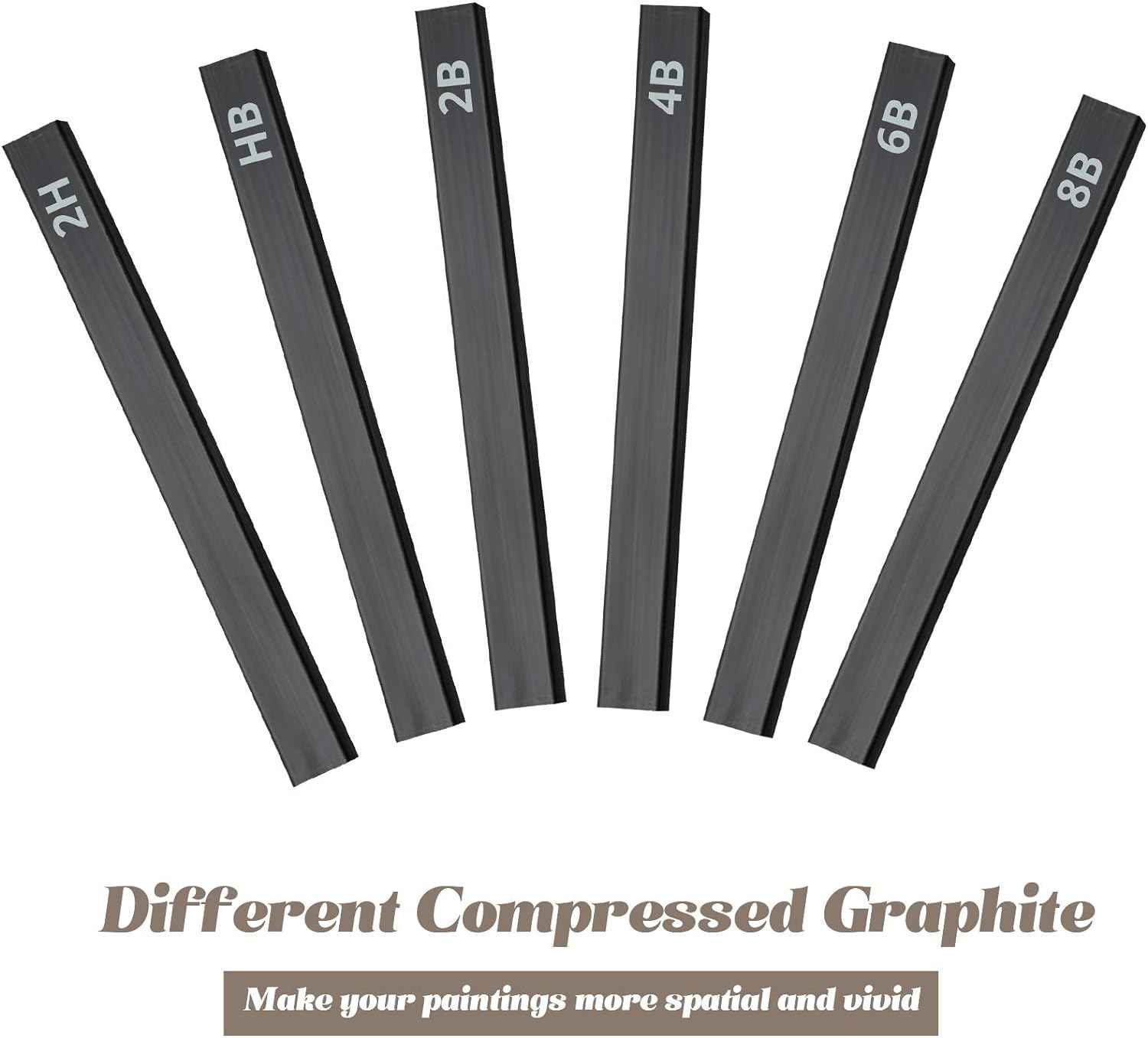 12Pcs Graphite Material Sticks Square Compressed Charcoal Set - TTpen