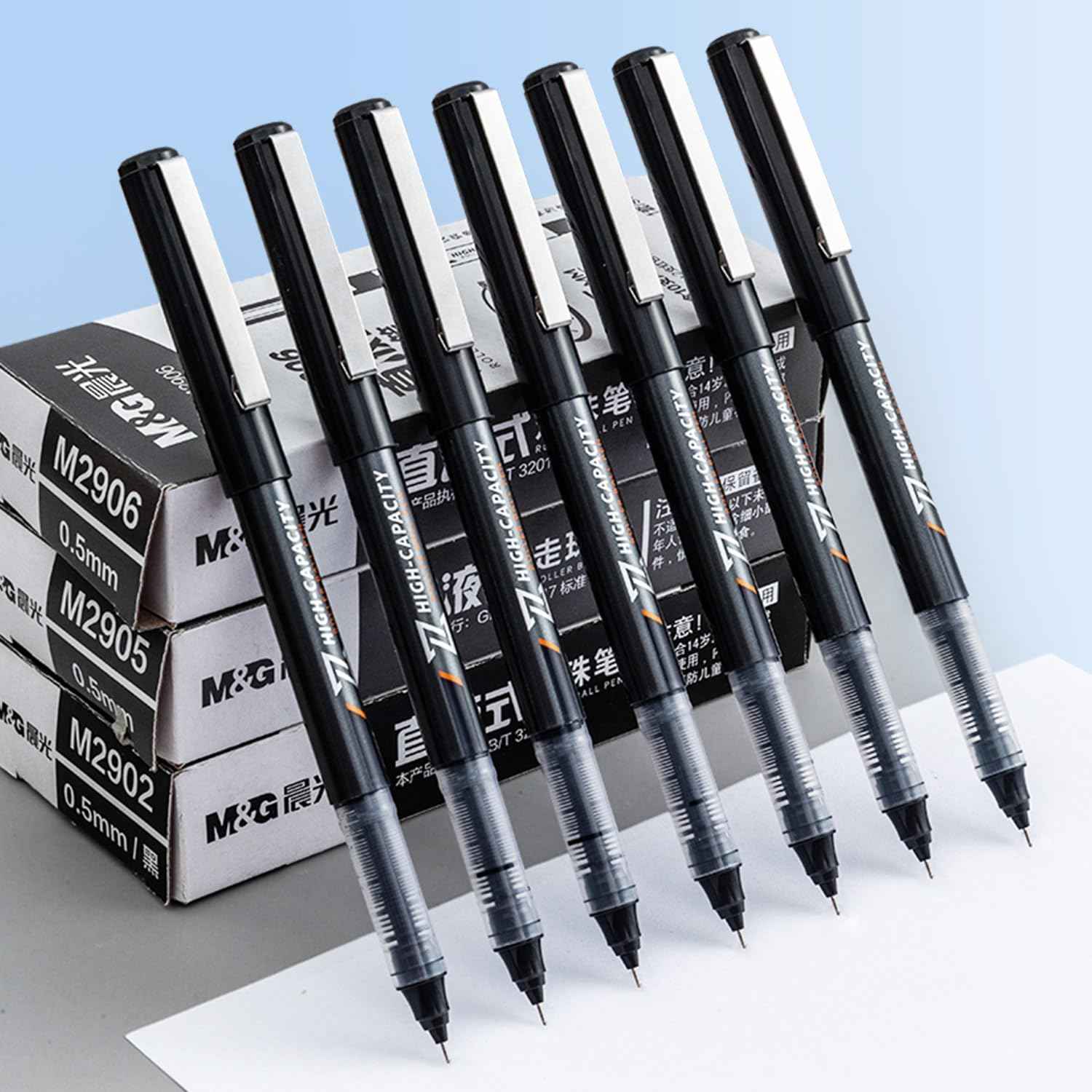 M&G 10Pcs Liquid Rollerball Pens,0.5mm Black Ink Ultra Fine Point Pens - TTpen