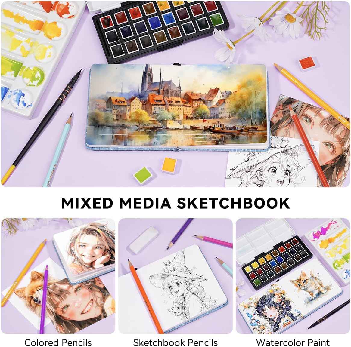 POTENTATE Watercolor Handbook,Cotton,300gsm,24 Sheets - TTpen