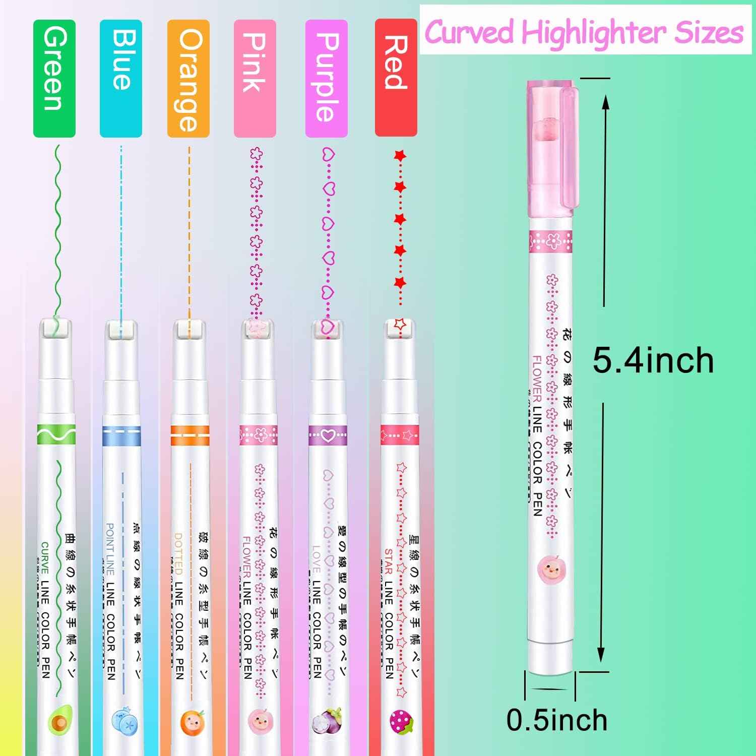 6pcs Curve Highlighter Craft Pens 2 Pack - TTpen