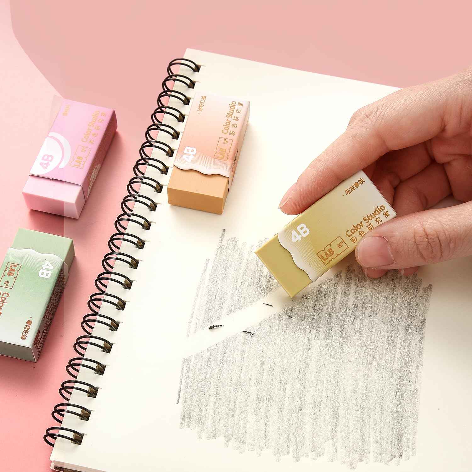 M&G 6Pcs Pencil Erasers Milk Tea Color Rectangular Art Erasers - TTpen