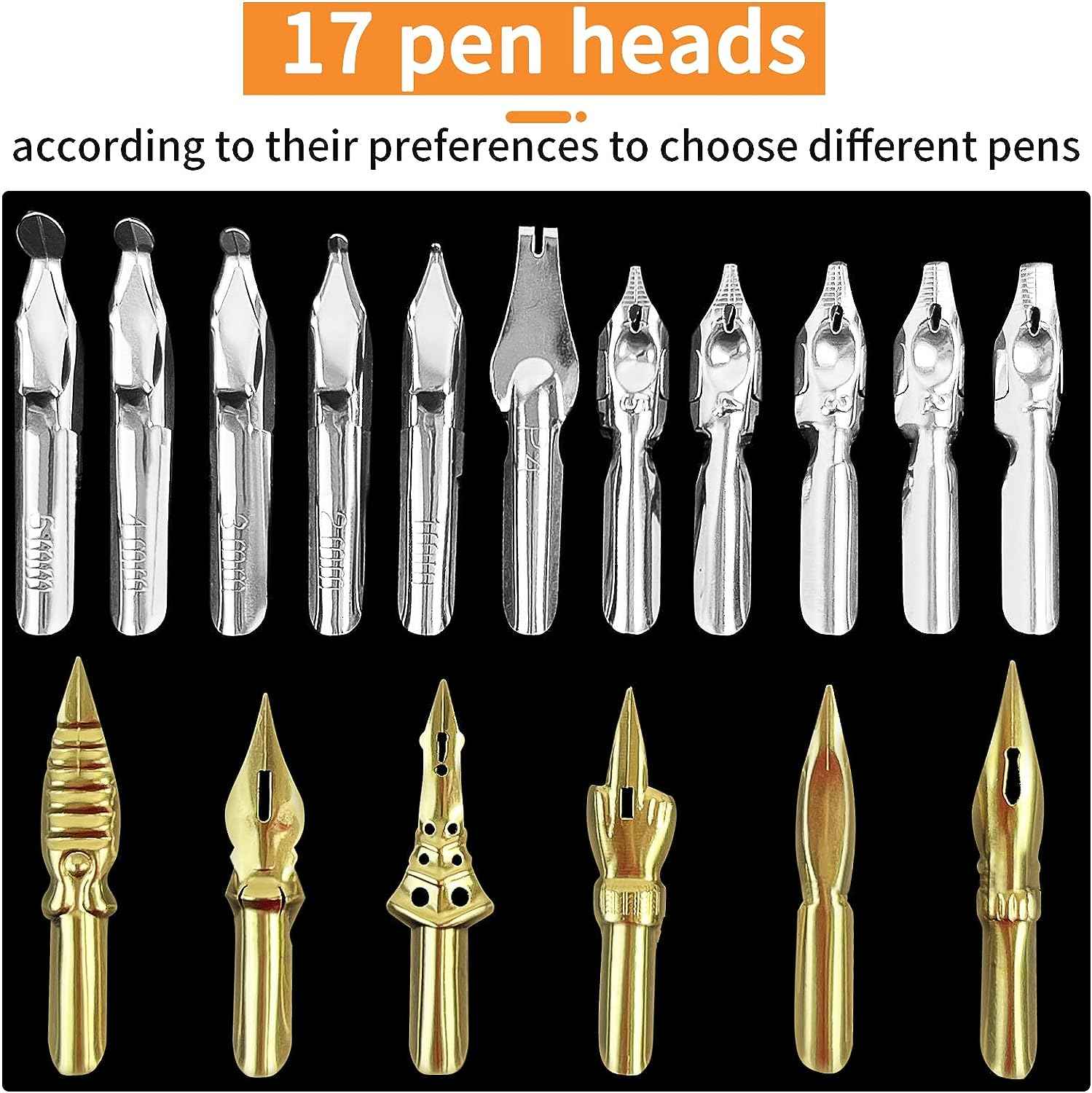 17 Pieces Stainless Steel Calligraphy Pen Nibs Set - TTpen