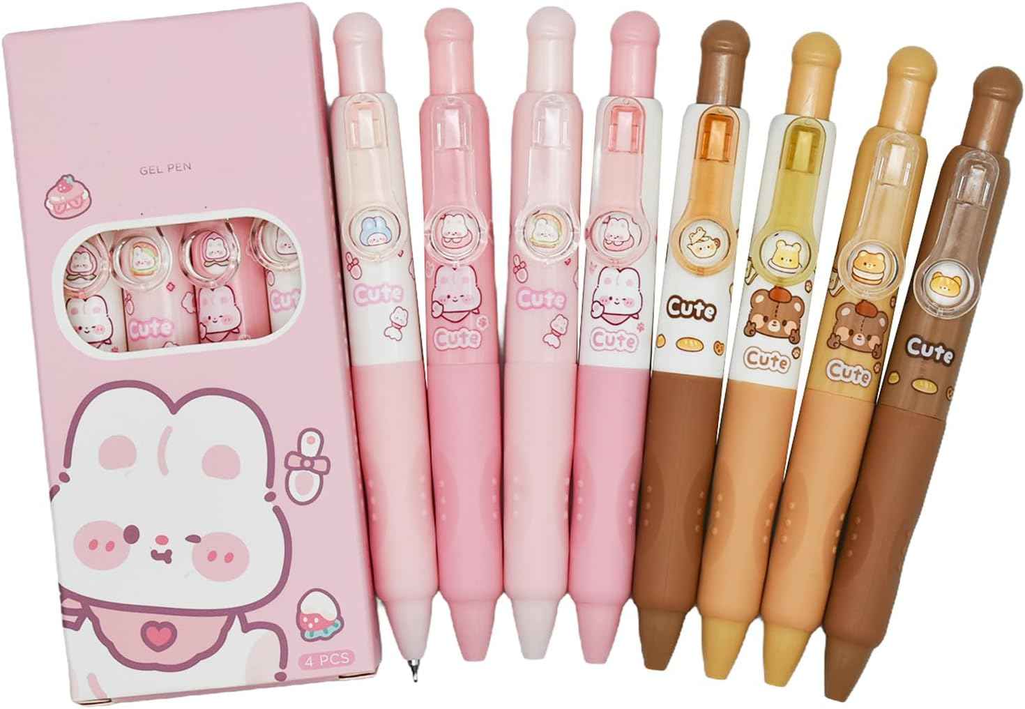 8Pcs Cute Mini Bunny and Bear Kawaii Rabbit Gel Pens