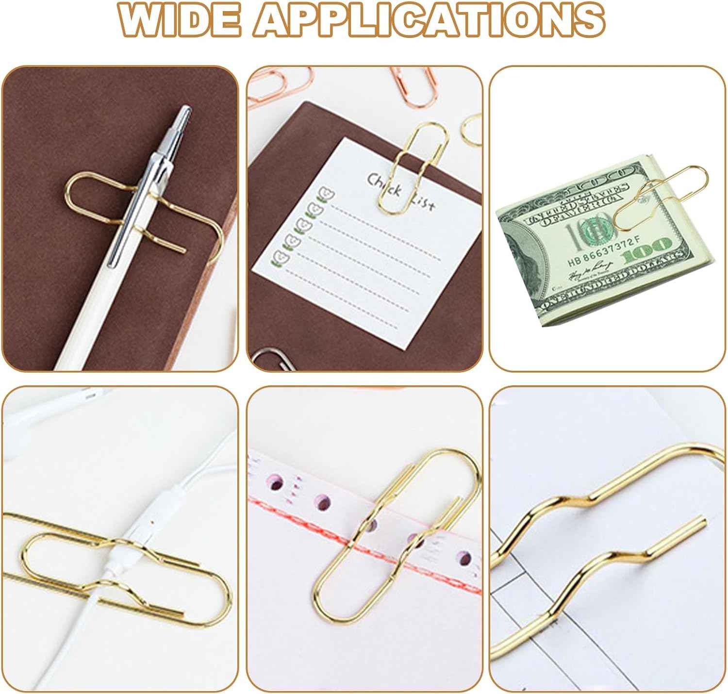 Metal Pen Clips Holder Gold/Silver/Rose Gold - 12 Pack