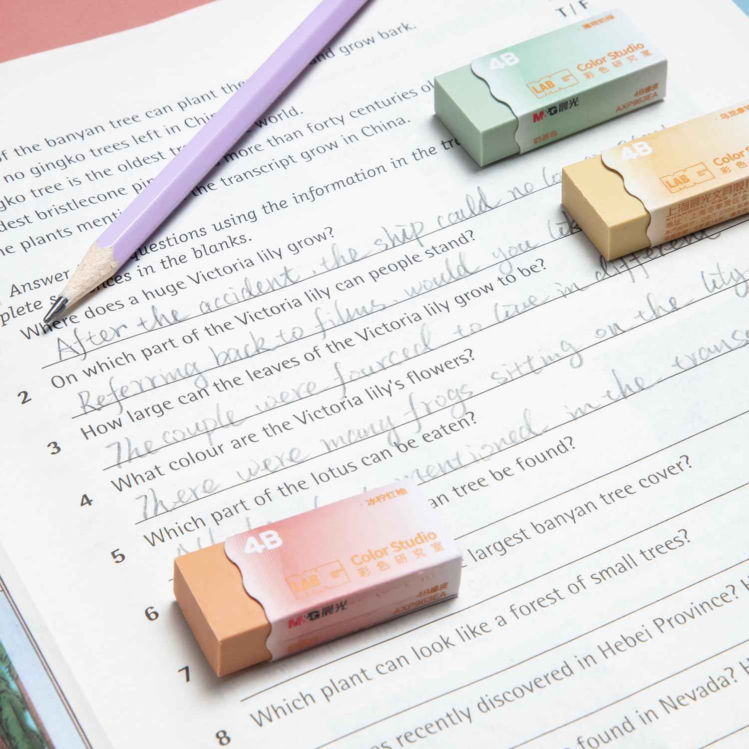 M&G 6Pcs Pencil Erasers Milk Tea Color Rectangular Art Erasers - TTpen