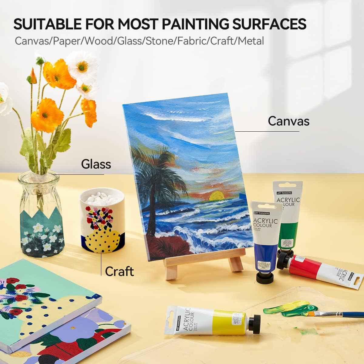 6 Acrylic Paint Art Supplies Set,75 ml Tubes,Regular Color - TTpen
