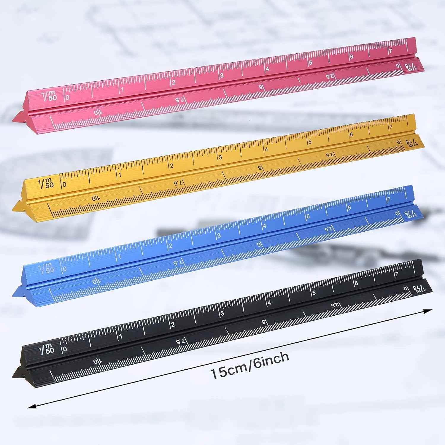 4 Colors Pocket Architectural Scale Rulers 6 Inch - TTpen