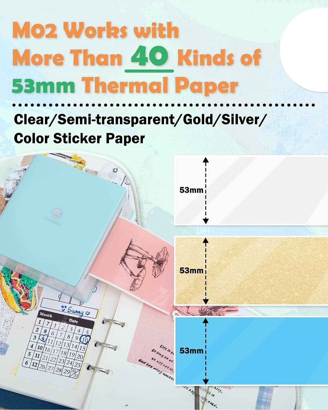 Phomemo M02 Sticker Printer Portable Thermal Label Printer with 1 Roll Paper - TTpen