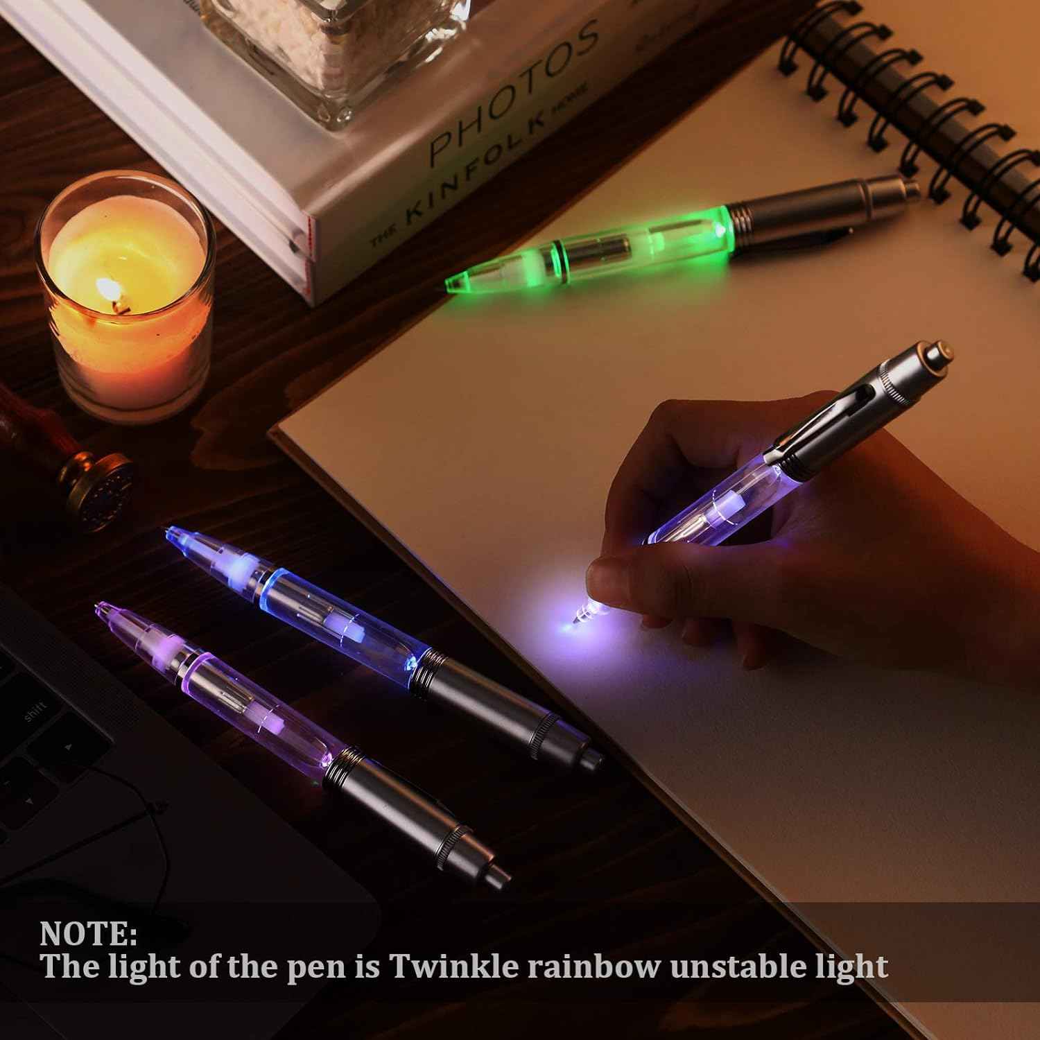 16Pcs LED Penlight Light-up Ballpoint Pens for Night Writing Rainbow - TTpen