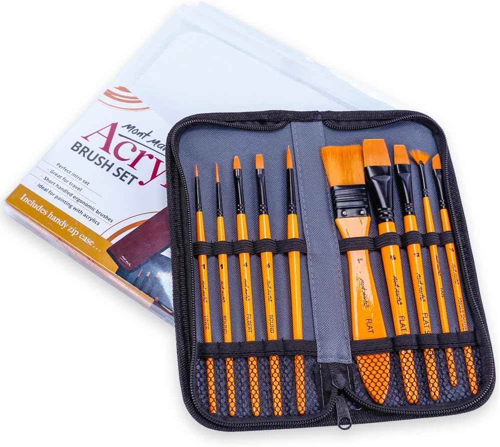 Mont Marte 10pcs Art Paint Brushes Set for Acrylic Painting - TTpen