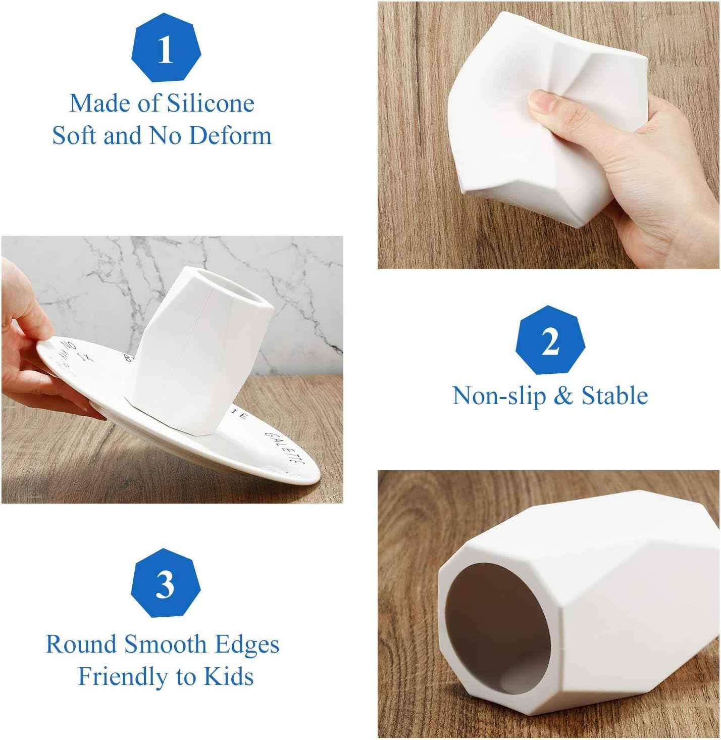 2 Pieces Silicone Pencil Holder for Desk,Geometric Makeup Brush Holder - TTpen