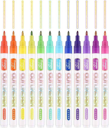 Guangna Outline Drawing Pens,12 Colors Metallic Markers Pens - TTpen