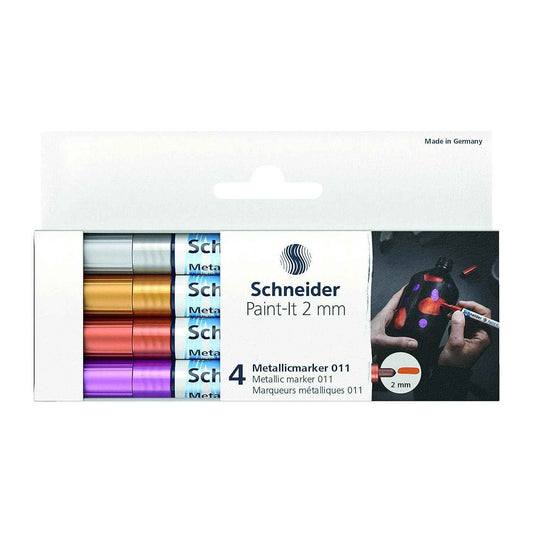 Schneider Paint-It 010 Metallic Markers,0.8mm,4 Assorted Colors