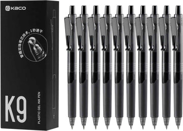 Kaco K9 Retractable Gel Pens Black Ink 0.5mm Fine Point,10 Pack - TTpen