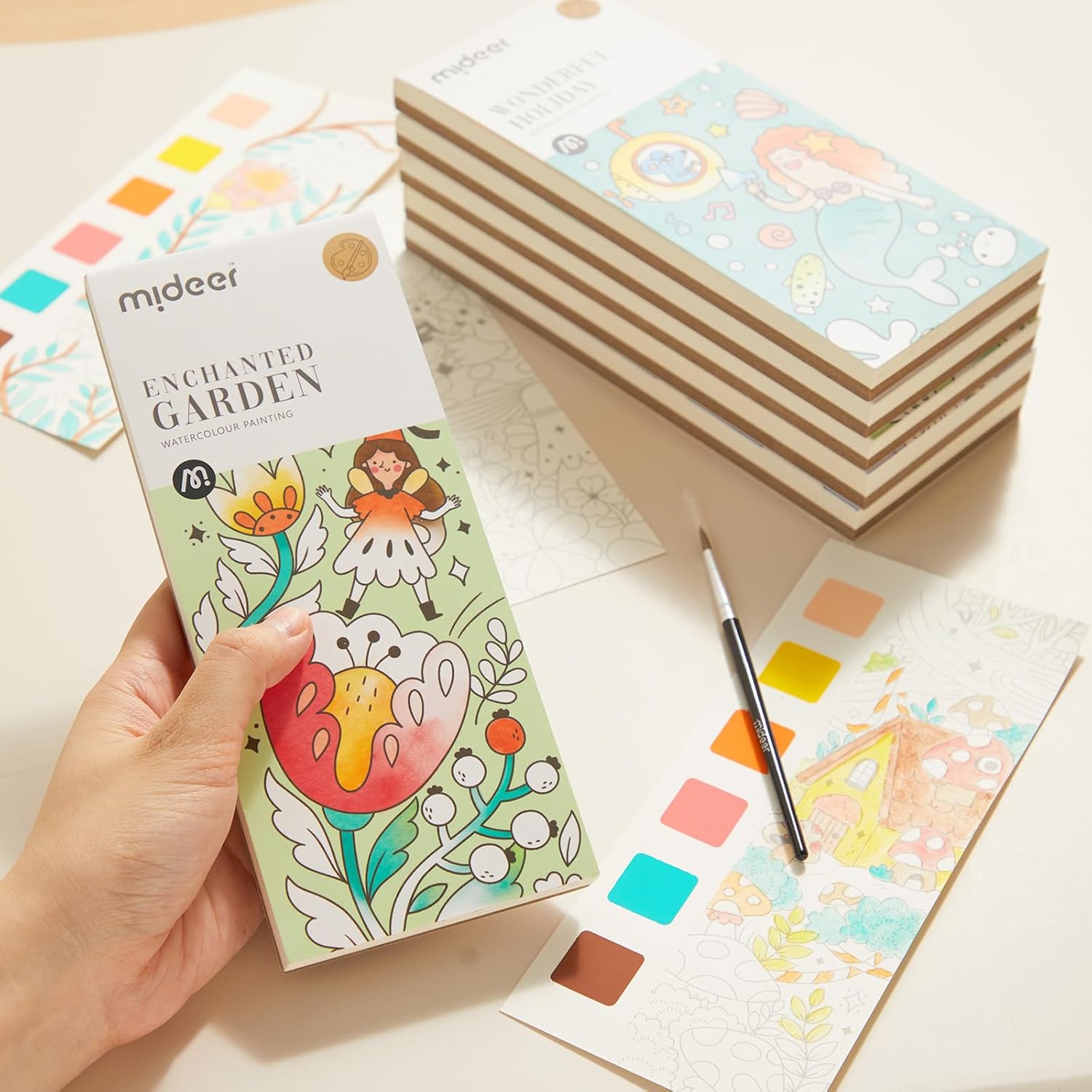 MiDeer Pocket Watercolor Paper Painting Book for Kids 3 Pack