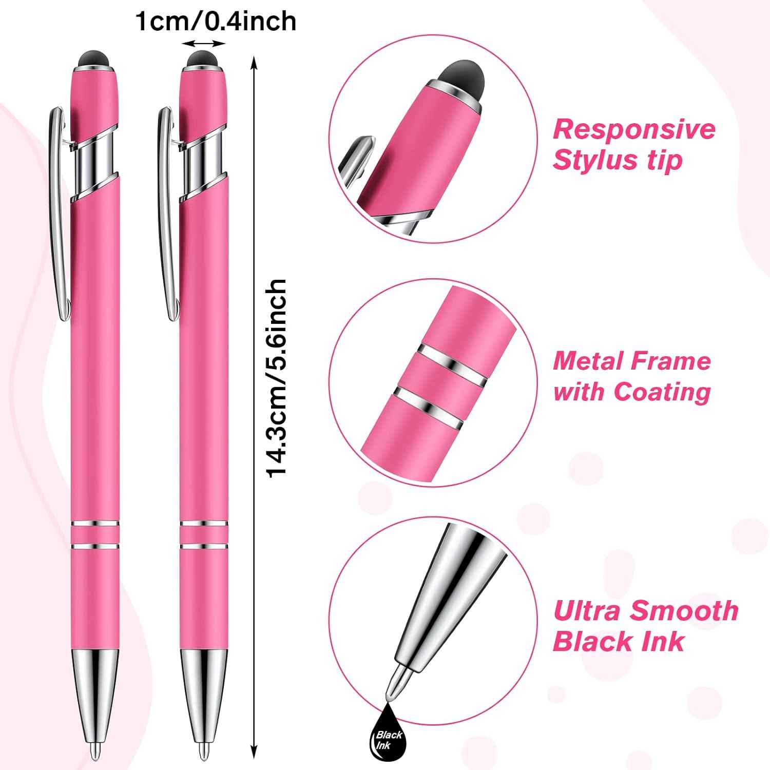 38Pcs Rubberized Ballpoint Pen with Stylus Tip for Touch Screen Devices - TTpen