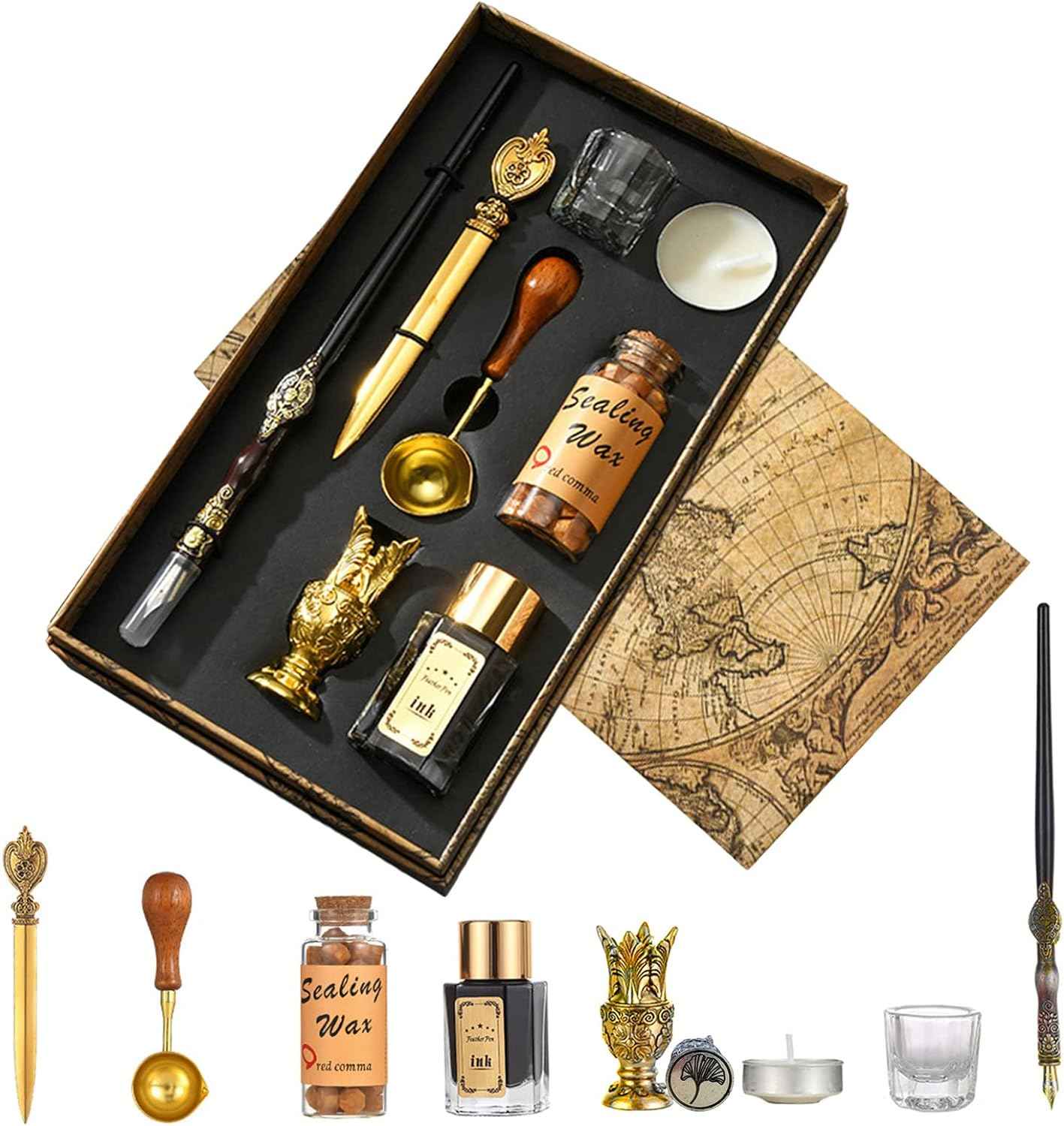 8pcs Dip Pen Ink Wax Seal Letter Opener Tool Calligraphy Gift Set - TTpen