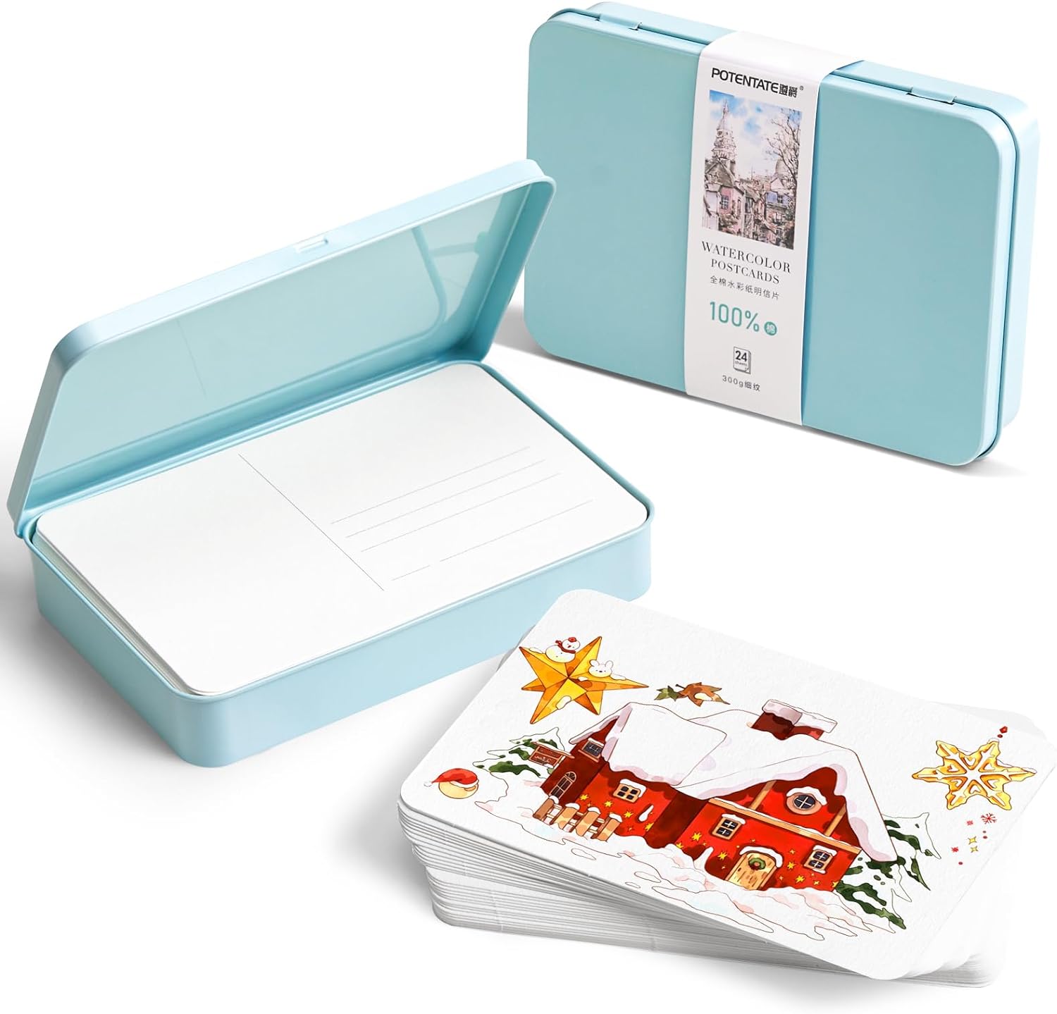 POTENTATE Blank Watercolor Paper Postcards,4"x6" 24 Sheets Fine Grain