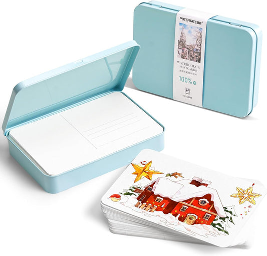 POTENTATE Blank Watercolor Paper Postcards,4"x6" 24 Sheets Fine Grain