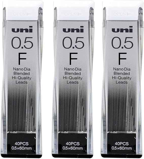 Uni Mechanical Pencil Lead,Nano Dia,0.5mm F 3 Pack - TTpen