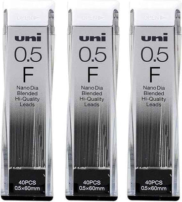 Uni Mechanical Pencil Lead,Nano Dia,0.5mm F 3 Pack - TTpen