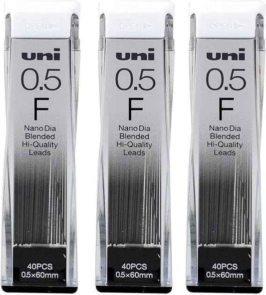 Uni Mechanical Pencil Lead,Nano Dia,0.5mm F 3 Pack - TTpen
