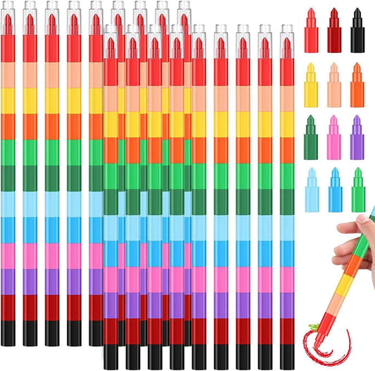 18Pcs Stacking Buildable 12in1 Wax Crayons for Kids - TTpen