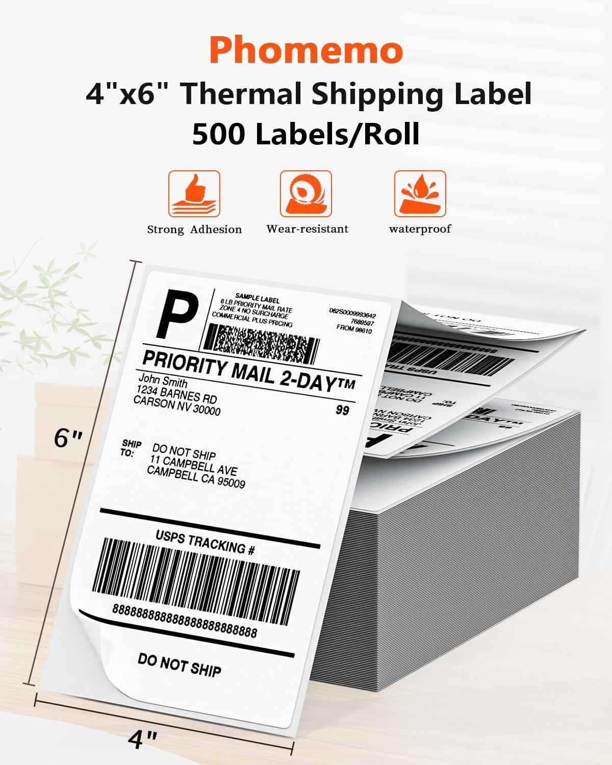 Phomemo 4x6 Inch Thermal Direct Shipping Label,Fan-Fold 500 Labels - TTpen