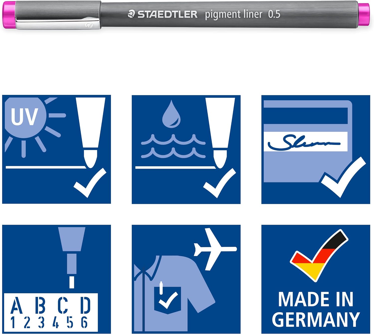 STAEDTLER 6 Color Pigment Liner Fineliner Pen 0.5mm